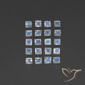 Shop natural 3.45ct Blanc bleuâtre Pierre de lune arc-en-ciel gems, Carré, from Inde at GemSelect. In stock, global shipping!