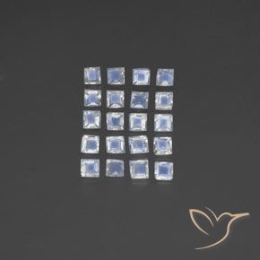 3.42ctw Naturel Blanc bleuâtre Pierre de lune arc-en-ciel, Carré, Transparent