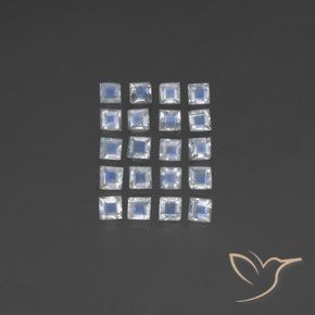Shop natural 2.49ct Blanc bleuâtre Pierre de lune arc-en-ciel gems, Carré, from Inde at GemSelect. In stock, global shipping!
