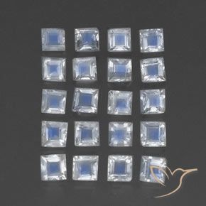 Shop natural 2.49ct Blanc bleuâtre Pierre de lune arc-en-ciel gems, Carré, from Inde at GemSelect. In stock, global shipping!