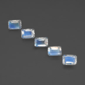 Achetez naturel ct blanc pierre de lune arc-en-ciel gems, taille émeraude, en provenance inde chez gemselect. en stock, livraison internationale!
