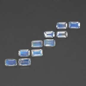 Achetez naturel ct blanc pierre de lune arc-en-ciel gems, taille émeraude, en provenance inde chez gemselect. en stock, livraison internationale!