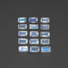 Achetez naturel ct blanc pierre de lune arc-en-ciel gems, taille émeraude, en provenance inde chez gemselect. en stock, livraison internationale!