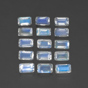 Achetez naturel ct blanc pierre de lune arc-en-ciel gems, taille émeraude, en provenance inde chez gemselect. en stock, livraison internationale!
