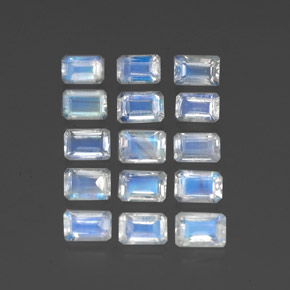 Achetez naturel ct blanc pierre de lune arc-en-ciel gems, taille émeraude, en provenance inde chez gemselect. en stock, livraison internationale!