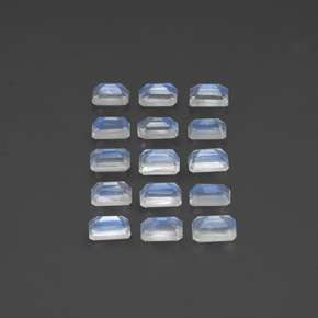 Achetez naturel ct blanc pierre de lune arc-en-ciel gems, taille émeraude, en provenance inde chez gemselect. en stock, livraison internationale!