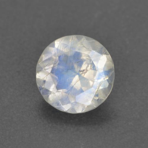 Pierre de lune arc-en-ciel blanc naturelle coupe roude, 0,62 ct, transparent