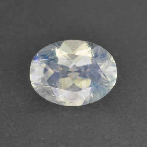 Pierre de lune arc-en-ciel blanc naturelle coupe ovale, 0,92 ct, transparent