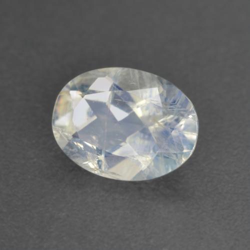 Pierre de lune arc-en-ciel blanc naturelle coupe ovale, 0,92 ct, transparent