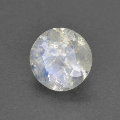 Pierre de lune arc-en-ciel Blanc bleuâtre naturelle Coupe roude, 0.80 ct, Transparent