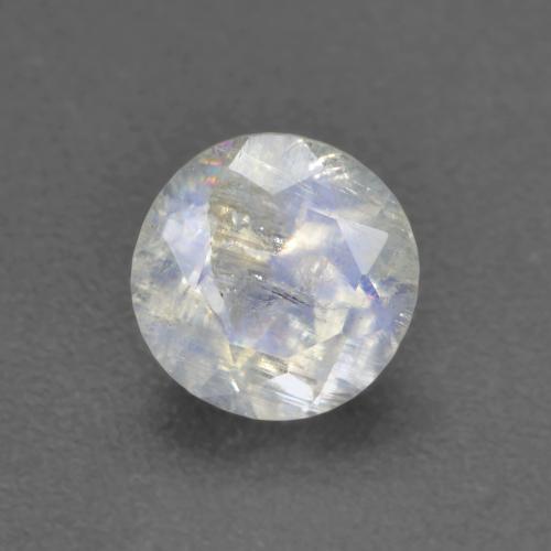Pierre de lune arc-en-ciel Blanc bleuâtre naturelle Coupe roude, 0.80 ct, Transparent