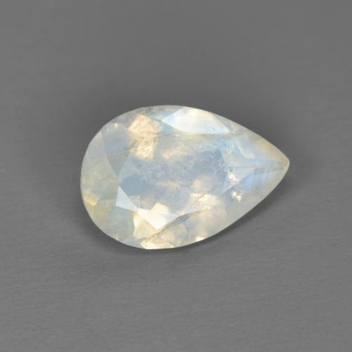 Pierre de lune arc-en-ciel Blanc bleuâtre naturelle En forme de poire, 1.34 ct, Transparent