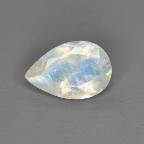 Pierre de lune arc-en-ciel Blanc bleuâtre naturelle En forme de poire, 1.34 ct, Transparent