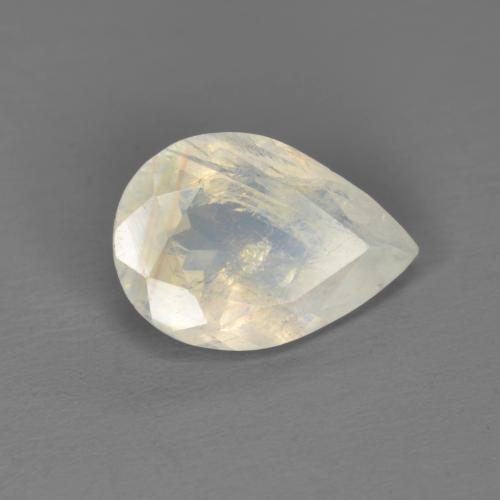 Pierre de lune arc-en-ciel blanc naturelle en forme de poire, 1,40 ct, transparent