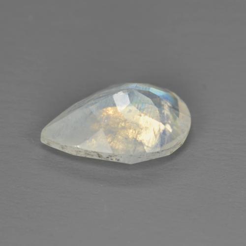 Pierre de lune arc-en-ciel blanc naturelle en forme de poire, 1,40 ct, transparent