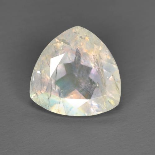 Pierre de lune arc-en-ciel Blanc multicolore naturelle Trillion, 1.96 ct, Transparent