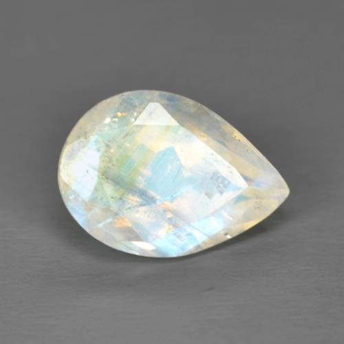 Pierre de lune arc-en-ciel blanc naturelle en forme de poire, 1,92 ct, transparent