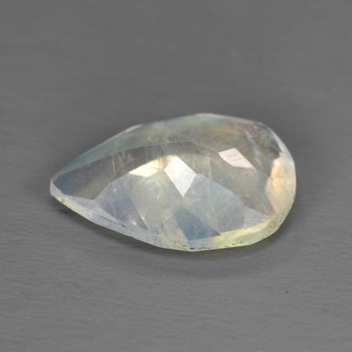 Pierre de lune arc-en-ciel blanc naturelle en forme de poire, 1,40 ct, transparent