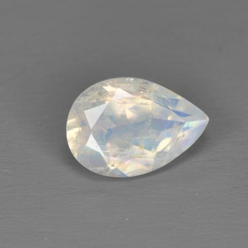 Pierre de lune arc-en-ciel Blanc bleuâtre naturelle En forme de poire, 1.35 ct, Transparent