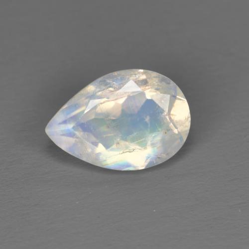 Pierre de lune arc-en-ciel Blanc bleuâtre naturelle En forme de poire, 1.35 ct, Transparent