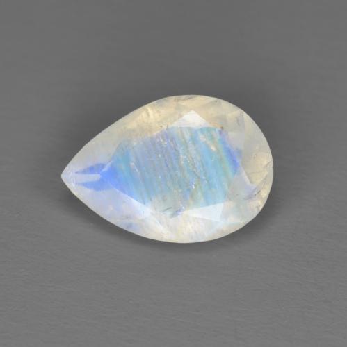 Pierre de lune arc-en-ciel blanc naturelle en forme de poire, 1,62 ct, translucide