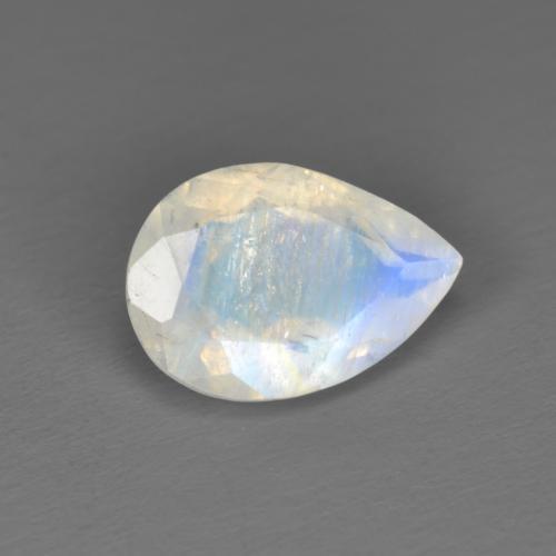Pierre de lune arc-en-ciel blanc naturelle en forme de poire, 1,62 ct, translucide