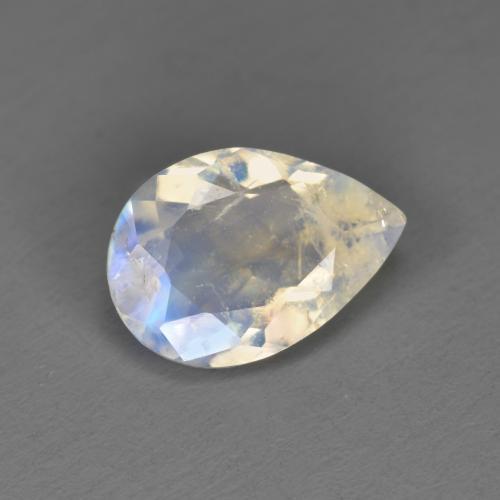 Pierre de lune arc-en-ciel blanc naturelle en forme de poire, 1,58 ct, transparent