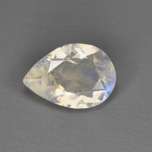 Pierre de lune arc-en-ciel blanc naturelle en forme de poire, 1,58 ct, transparent