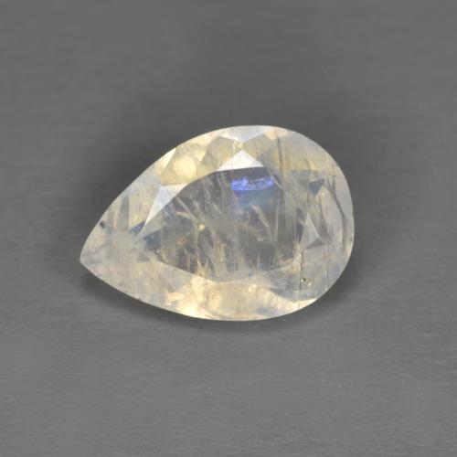 Pierre de lune arc-en-ciel blanc naturelle en forme de poire, 1,49 ct, translucide