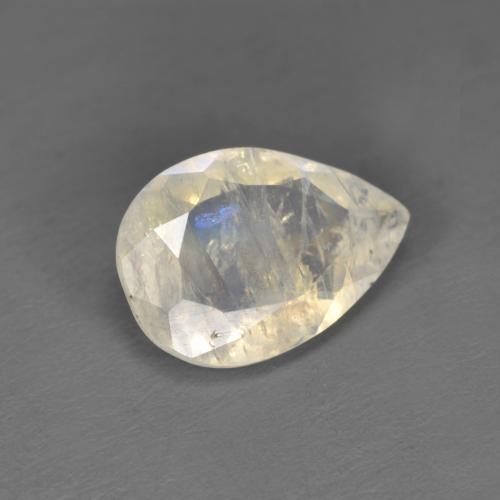 Pierre de lune arc-en-ciel blanc naturelle en forme de poire, 1,49 ct, translucide