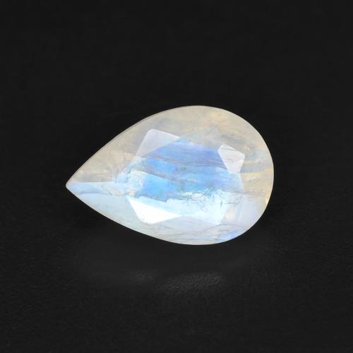 Pierre de lune arc-en-ciel blanc naturelle en forme de poire, 1,37 ct, translucide