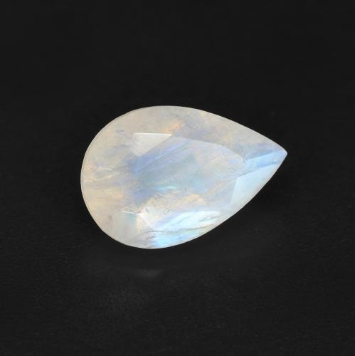 Pierre de lune arc-en-ciel blanc naturelle en forme de poire, 1,37 ct, translucide