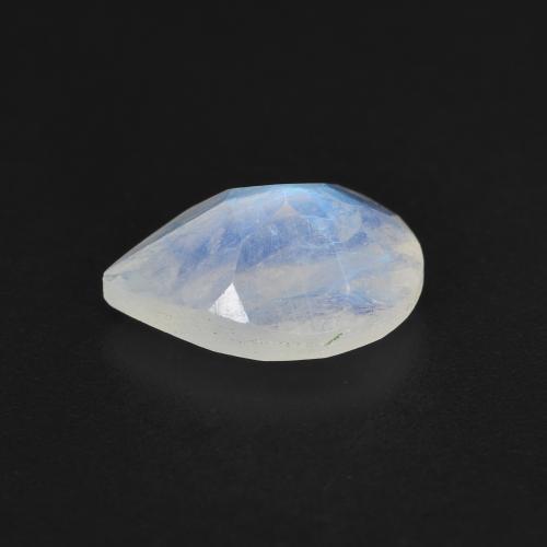 Pierre de lune arc-en-ciel blanc naturelle en forme de poire, 1,37 ct, translucide