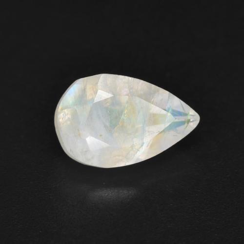 Pierre de lune arc-en-ciel blanc naturelle en forme de poire, 1,36 ct, translucide