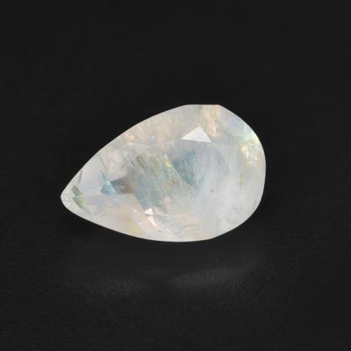 Pierre de lune arc-en-ciel blanc naturelle en forme de poire, 1,36 ct, translucide