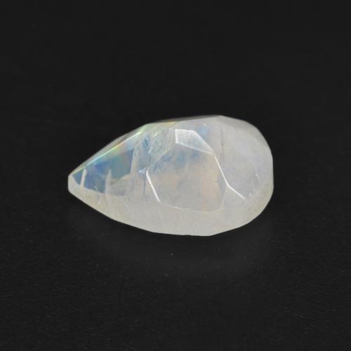 Pierre de lune arc-en-ciel blanc naturelle en forme de poire, 1,36 ct, translucide