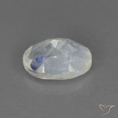 Pierre de lune arc-en-ciel Blanc bleuâtre naturelle ovale, 0.91 ct, Transparent