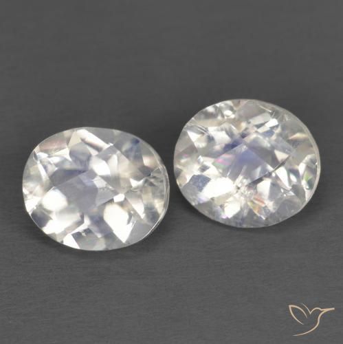 2.43ctw Naturel Blanc bleuâtre Pierre de lune arc-en-ciel, ovale, Transparent