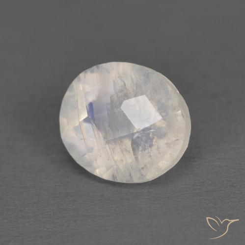 Pierre de lune arc-en-ciel Blanc bleuâtre naturelle ovale, 1.21 ct, Transparent
