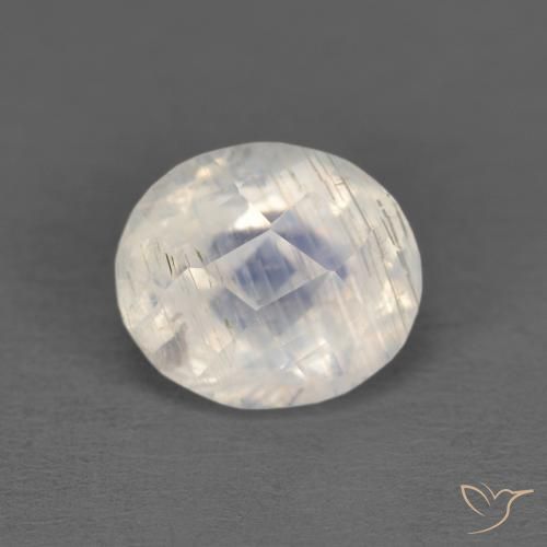 1.25ct Naturel Blanc bleuâtre Pierre de lune arc-en-ciel, ovale, Transparent