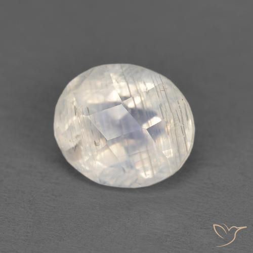 Pierre de lune arc-en-ciel Blanc bleuâtre naturelle ovale, 1.25 ct, Transparent
