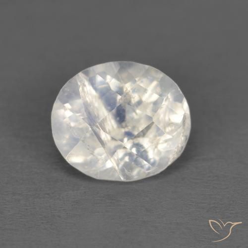 1.09ct Naturel Blanc bleuâtre Pierre de lune arc-en-ciel, ovale, Transparent