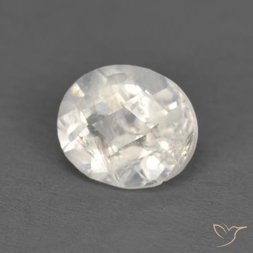 Pierre de lune arc-en-ciel Blanc bleuâtre naturelle ovale, 1.09 ct, Transparent