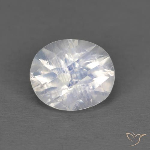 1.02ct Naturel Blanc bleuâtre Pierre de lune arc-en-ciel, ovale, Transparent