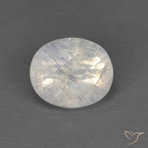 1.04ct Naturel Blanc bleuâtre Pierre de lune arc-en-ciel, ovale, Transparent
