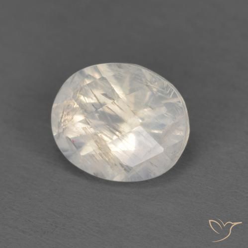 Pierre de lune arc-en-ciel Blanc bleuâtre naturelle ovale, 1.04 ct, Transparent