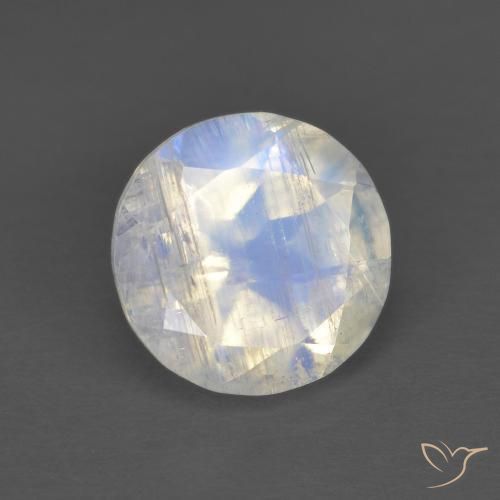 Pierre de lune arc-en-ciel Blanc bleuâtre naturelle Tour, 1.30 ct, Transparent