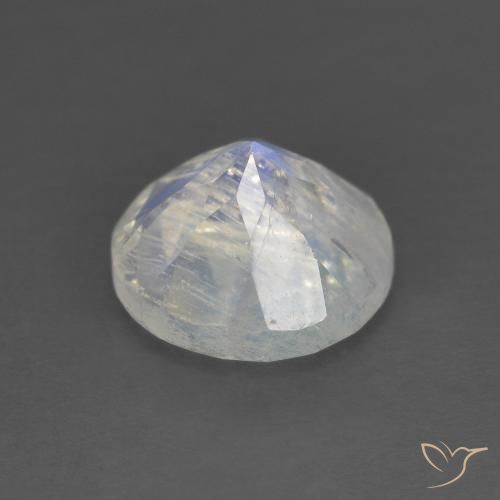 Pierre de lune arc-en-ciel Blanc bleuâtre naturelle Tour, 1.30 ct, Transparent
