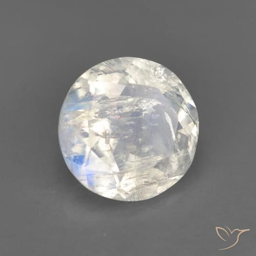 Pierre de lune arc-en-ciel blanc naturelle coupe roude, 1,62 ct, transparent