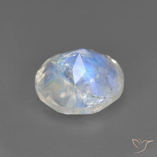 Pierre de lune arc-en-ciel blanc naturelle coupe roude, 1,62 ct, transparent